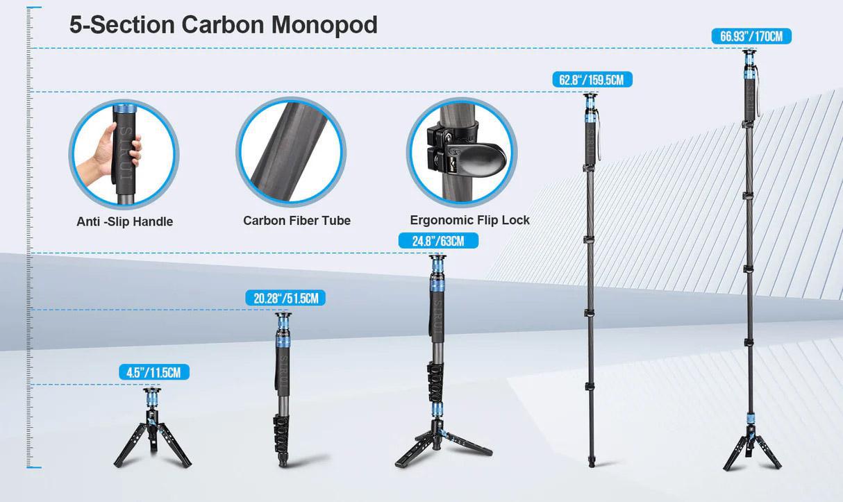 SIRUI P-325FL 5 Section Carbon Fiber Monopod B STOCK