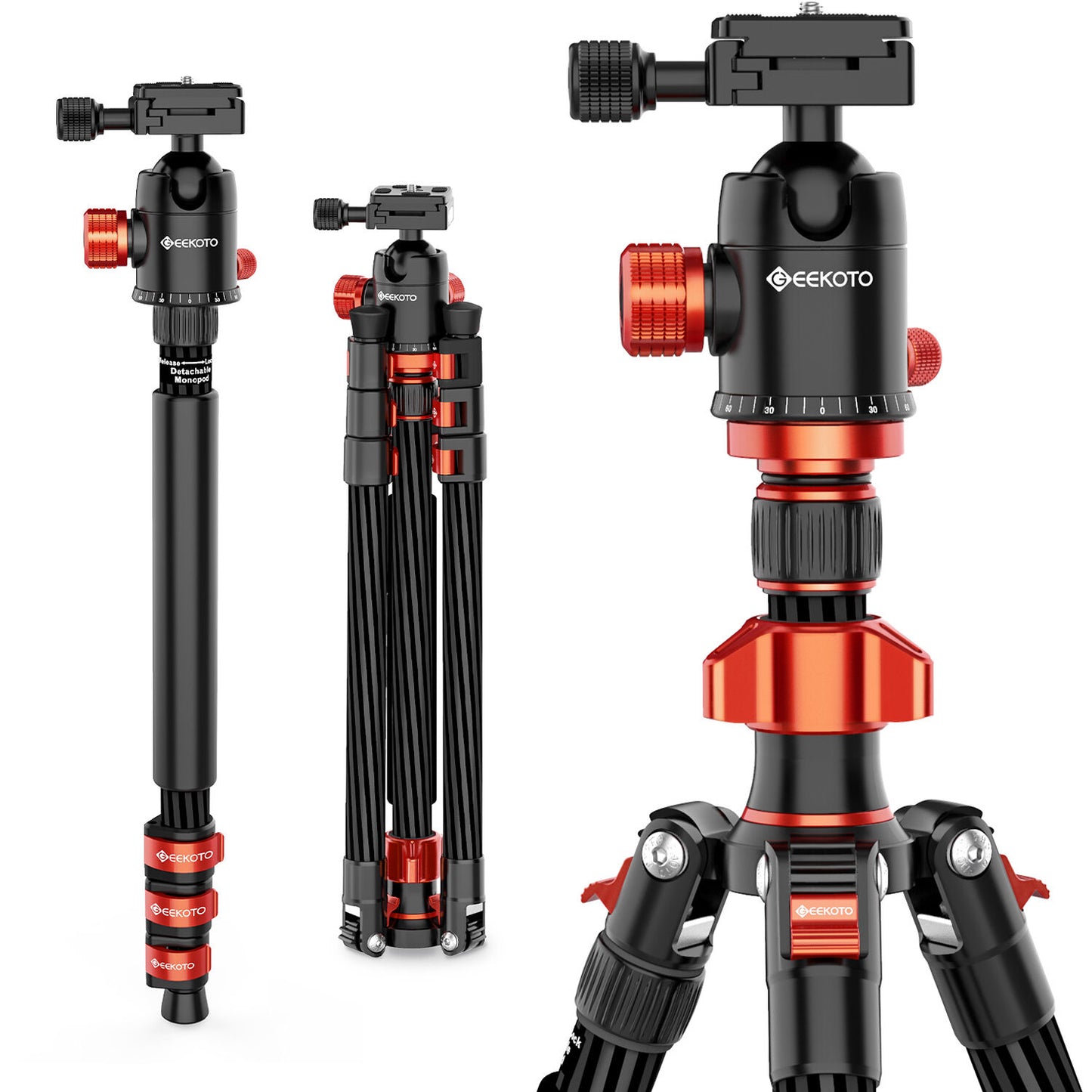 GEEKOTO CT25EVO Carbon Fiber Tripod with Ball Head and Monopod