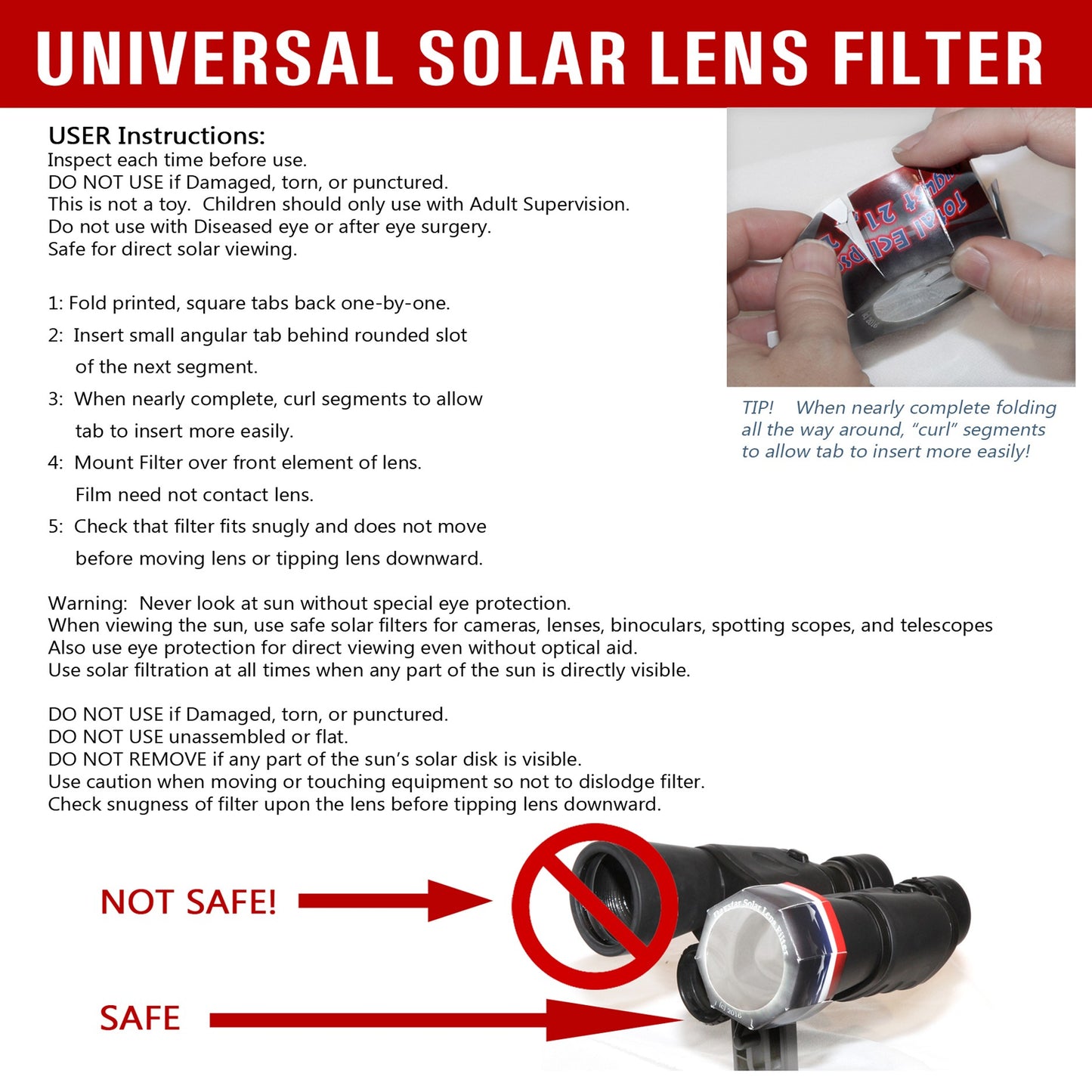 Daystar Solar Filter - Universal Solar Eclipse Filter 90mm