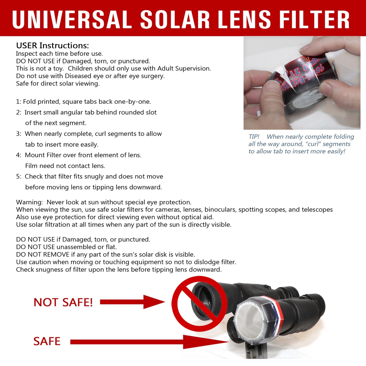 Daystar Solar Filter - Universal Solar Eclipse Filter 70mm