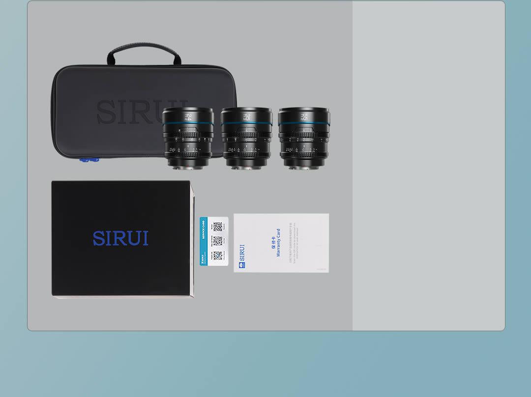 SIRUI Night Walker T1.2 Super35 Frame Cine Lens Series 3 lens kit