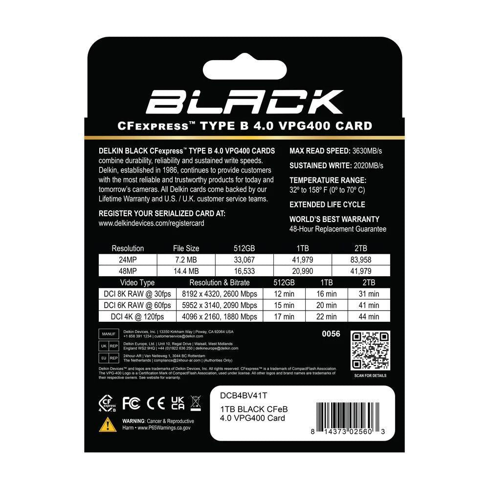 Delkin Devices BLACK 1TB CFexpress™ Type B 4.0 VPG400 Memory Card