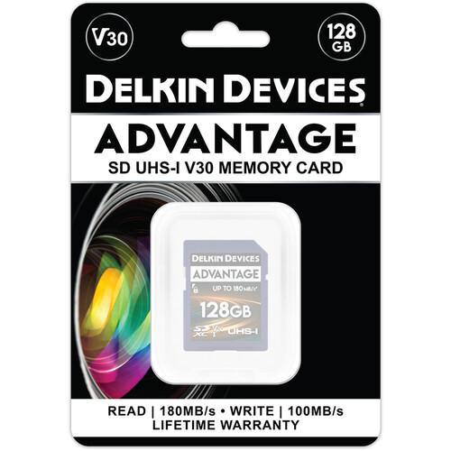Delkin Devices 128GB Advantage SD UHS-I V30 Read-180MB/s Write 100MB/s