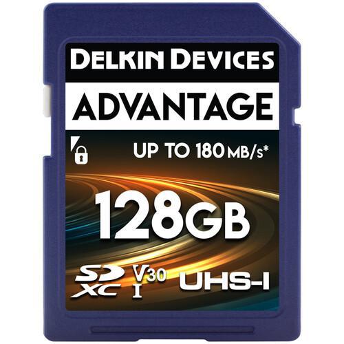 Delkin Devices 128GB Advantage SD UHS-I V30 Read-180MB/s Write 100MB/s