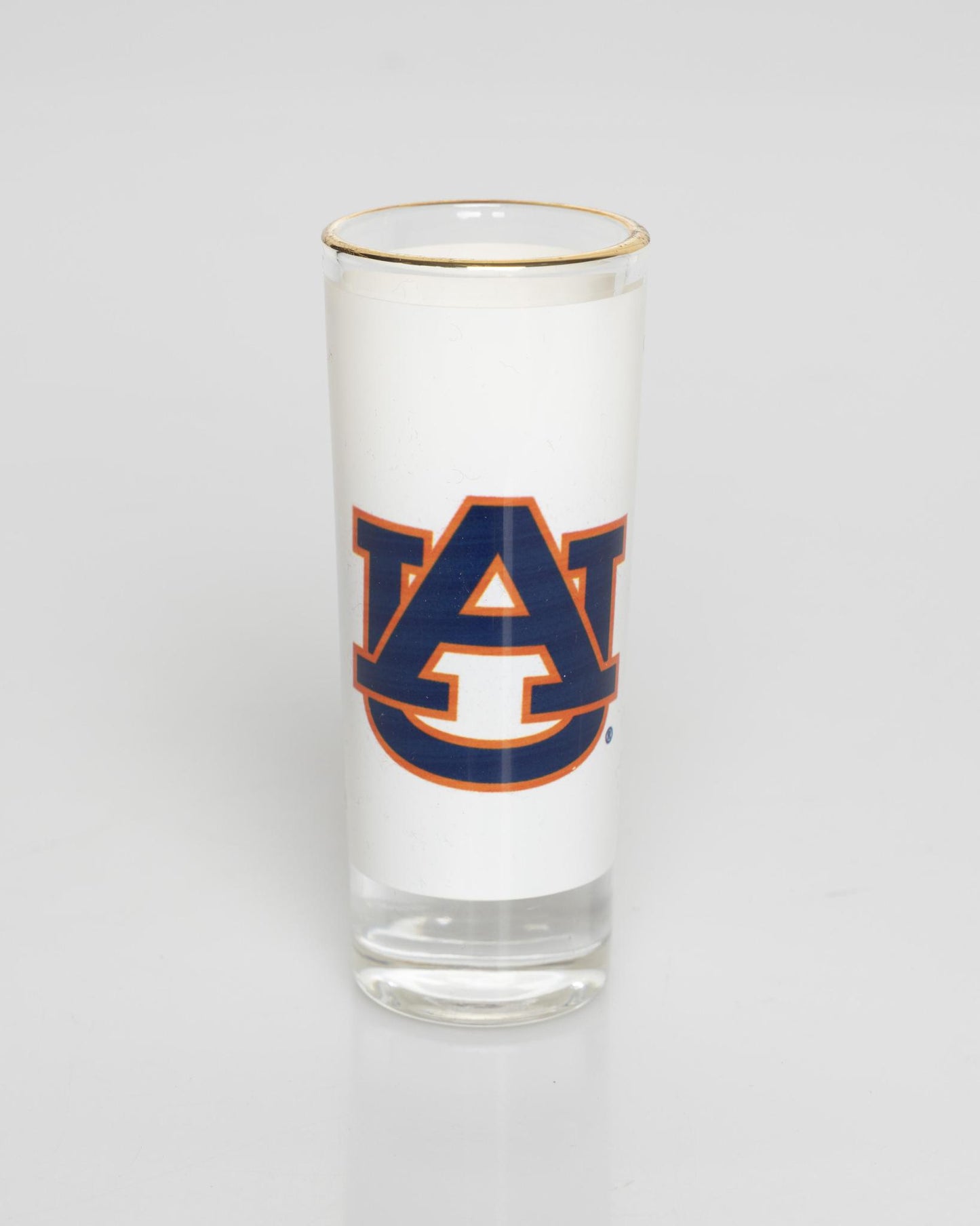 2oz Auburn University AU shot glass with gold rim