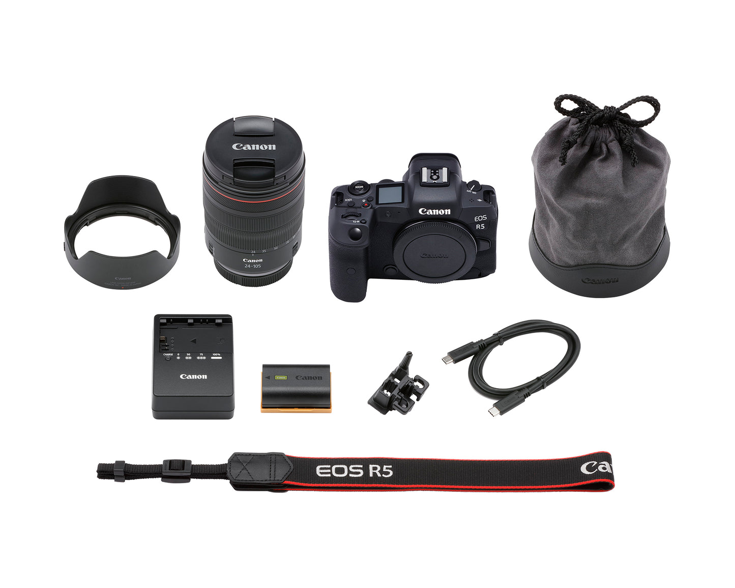 Canon EOS R5 45MP Mirrorles DSLR with RF24-105mm F/4L Lans